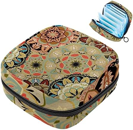 Период торба, санитарна торба за складирање на салфетки, торбичка за периоди, торба за шминка за патувања, гроздобер племенски цветен уметнички модел на мермер