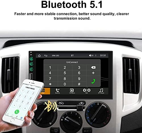 Подофо Двоен DIN Car Stereo со Apple CarPlay Android Auto 7 инчен екран на допир со автомобил со автомобил со Bluetooth/огледало/FM радио/Aux/Контрола на воланот + резервна камера