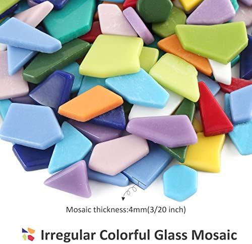 Стаклен мозаичен мозаик плочки за занаети за занаети, 200гр мозаични стаклени парчиња, скршени плочки за мозаици комплет возрасни