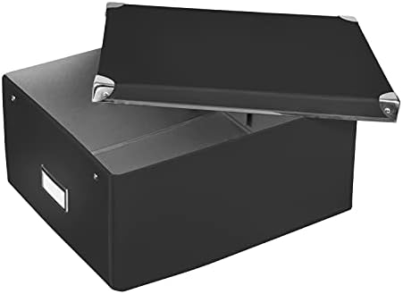 Идена кутија за складирање изработена од цврст картон, капак засилен со метал, вклучително и поле за етикетирање, прибл. 36 х 28 х 17