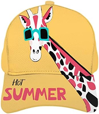 Возукија Жирафа Дневно Отворено Сонце Бејзбол Капа Шапка Симпатична Африкански Животински Цртан Лик Со Жирафа Во Очила Со Букви Топло Лето Жолта