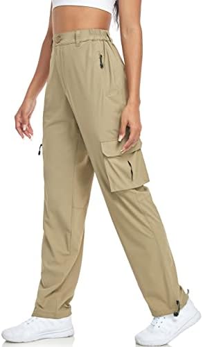 Ueенски женски пешачки панталони со лесни брзи суви атлетски панталони на отворено кампување искачувајќи се со џебови за голф патенти