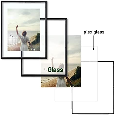 Фрамторија, рамка за лебдечка слика 11x14 - Метална рамка за фотографии - Вистинско стакло - За монтирање на wallидови или прикази на таблети