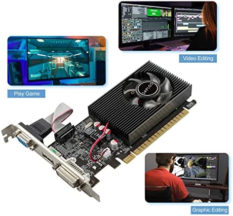 Saplos Nvidia GT 730 2GB DDR3 128-битна, графичка картичка со низок профил, HDMI, DVI, VGA, компјутерска видео картичка, компјутерски графички процесор за работа, ниска моќност, PCI Express X16