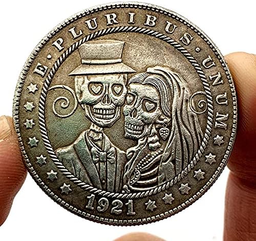 Ада криптоцентрација 1921 година залутана монета двојка Loveубов во форма на срце во форма на срце Омилен сребрена монета комеморативна монета за колекција за украси ?