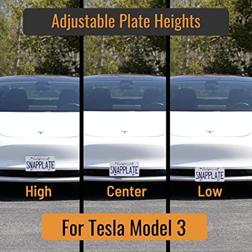 Snapplate®-Отстранлив, монтирање на предната регистарска табличка за прилагодување на висината за 2017-2023 Tesla Model 3-Брза, лесна, решетка безбедна заграда
