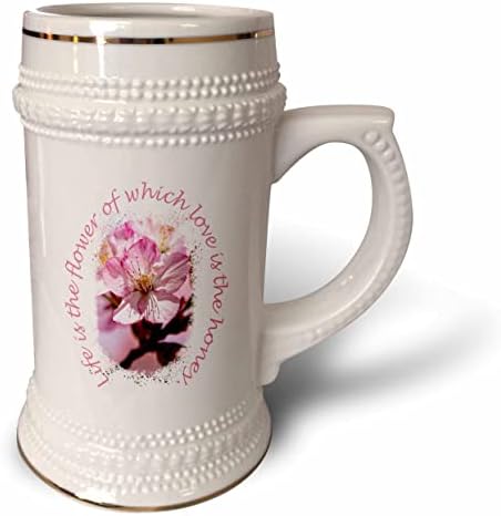 3дроза Розова Сакура Цвеќиња-Цреша Цвет. Животот е цвет текст - 22оз Штајн Кригла