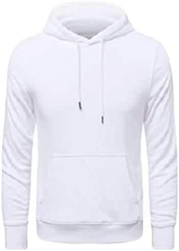 Jeke-DG атлетски удобни бои џемпери за џемпери за џемпери со качулка, лесни врвови со џеб од канга (бело 4x-голем