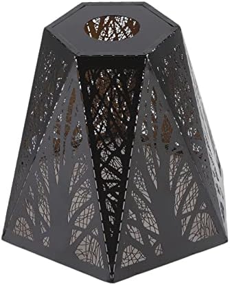 Сенка на метална ламба, средни модерен стил на ламби со повеќе страни, E27 E26 биро ламба ковано железо, црно шумско дрво, резба за резба сенка Спална соба за постелнина