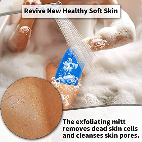 Skryuie Deep Exfoliating MITT за тело, мртви кожа за отстранување на кожата за бања или туш, најдобриот комплет за нега на сунѓер за жени