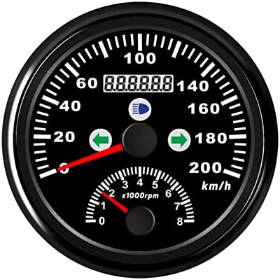 Елинг 85мм GPS брзинометар 0-200км/ч со тахометар 0-8000rpm Автоматски мерач црвено задно осветлување 12V за автомобилски брод со автомобили