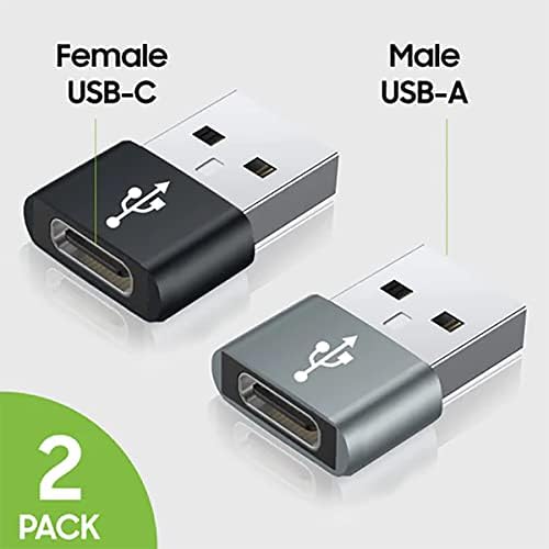 USB-C женски до USB машки брз адаптер компатибилен со вашиот таб Lenovo Moto за полнач, синхронизација, OTG уреди како тастатура, глувче, поштенски