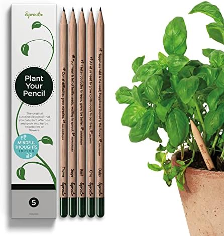 Нипчиња моливи | Mindful Thoulds Edition | Графит засадени моливи со цвеќиња, билка и зеленчук | Еко-пријателско органско дрво | Премиер