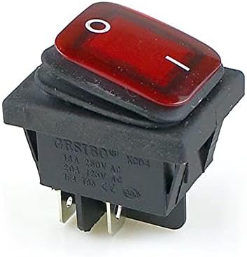 AMSH KCD4 црна црвена црвена зелена рокер водоотпорен прекинувач за прекинувач 2 Позиција на 4 пинови со светлина 16A 250VAC/20A 125VAC