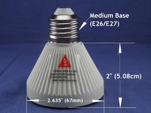 Solara -USA Off -SLO LED сијалица - BR20 - Средна основа - Кул бела - 2,5 Дијаметар 2 Висина 500 лумени 2,5 вати - не -потчинет. P/N: SPTL66LM-LBOS-CW