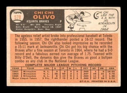 578 Чи Чи Оливо - 1966 Топс Бејзбол Картички Оценет ВГЕКС-Бејзбол Плочи Автограмирани Гроздобер Картички
