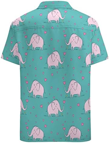 Кошули за слатки бебешки слонови со кратки ракави со кратки ракави надолу од блуза, обични маички од плажа со џеб