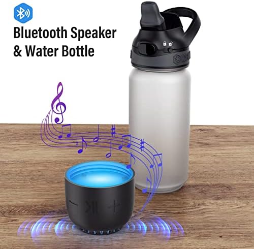 Bluetooth звучник со Bluetooth со 3-во-1+шише за паметни вода+светла за танцување, преносен безжичен звучник, сјај за да ве потсети