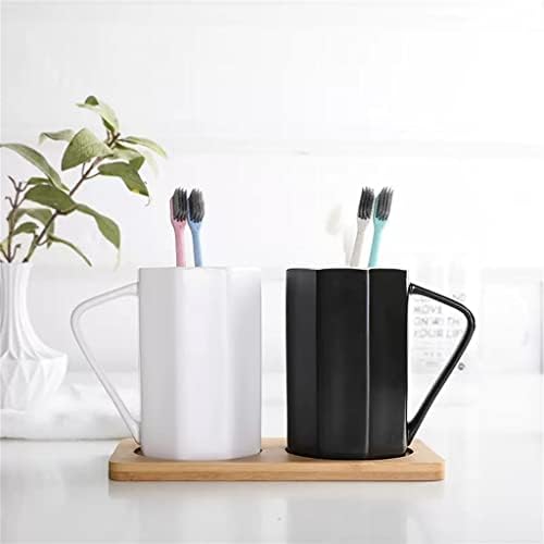 SSLFQND црна и бела чаша за миење на устата двојка керамички пар миење чаша сет четка за заби чаша за заби четка за заби чаша
