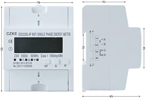 Gead Single фаза 220V 50/60Hz 65A DIN Rail WiFi Smart Energy Meter Timer Monitor KWH Meter Wattmeter