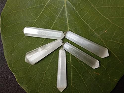 Прекрасен селенит двојно прекинат Вогел Точки 2 инчи скапоцен камен Бразил Оригинален кристал природен автентичен среќа со среќа оригинална божествена