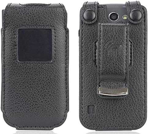 Случај за Nokia 2720 V Flip Phone, NakedCellphone [Black Vegan Leather] Form-Fit Cover со [вграден заштитен екран] и [метален ременски клип]