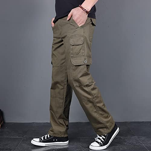 Машки џогерски панталони, машка обична средна половината цврста боја повеќе џебови на отворено права нозе панталони