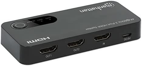 Manhattan HDMI 4K@60Hz 2 Port HDMI Splitter -hdmi Switcher 2 во 1 Out, 18Gbps, 4K@120Hz, EDID Switch Auto Optimizate Optimization -For Xbox Series X PS4 PS5 ROKU UHD TV Monitor Projector -207614