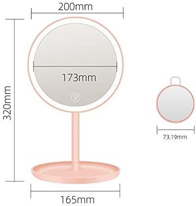 XJJZS LED огледало за шминка со огледало за облекување на десктоп за пополнување на ламба со 5 пати зголемувачки кутија за складирање на стаклена
