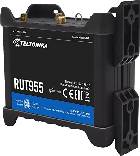 Teltonika RUT955J031Y0 Model RUT955 Индустриски мобилен рутер; Двојна сим; 4G LTE, 3G, 2G конекција; за употреба со Т-Мобиле и АТ & Т; Авто -неуспех; Авто -АПН; До 100 корисници на Wi-Fi