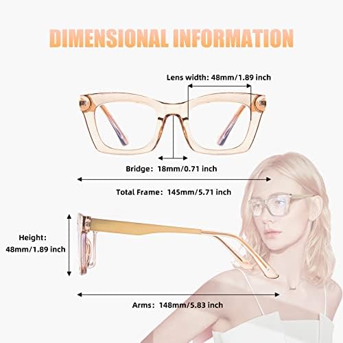 H.Y Aravoe 4 пакуваат очила за читање на сина светлина во стилот на опра за жени, преголеми големи компјутерски читатели за