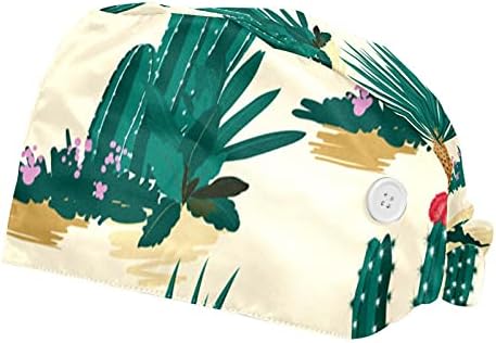 2 парчиња прилагодливи работни капачиња за жени со копчиња за џемпери од кактус дрво буфан капи.
