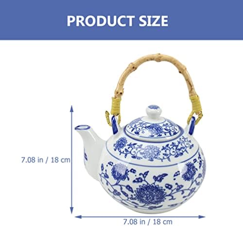 Doitool керамички тиклет сина и бела порцеланска чајник чајник гроздобер чај сад за вода затоплување за загревање на вода за домашен кујнски гас шпорет врвот