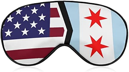 Американско и Чикаго знаме за печатење на очите маска за очи за спиење со прилагодлива лента за работа за смена за спиење