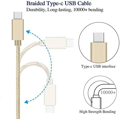 11inch USB-C кабел за полнење кратко плетенка USB A до USB C кабел Брзо полнење тип Ц за станица за полнење, компатибилен со