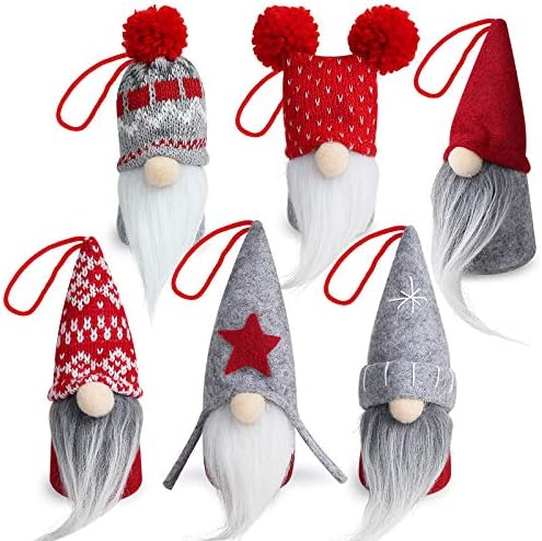 D-Fantix Gnome Божиќни украси сет од 6, рачно изработени шведски том gnomes Декоративни украси кадифни божиќни украси дрво виси