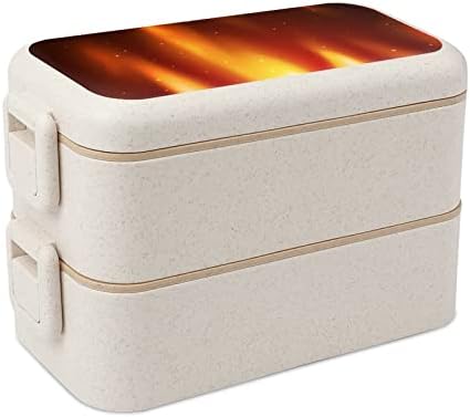 Запален Пламен Оган Двојна Кутија За Ручек Бенто Модерен Контејнер Бенто Со Комплет Прибор