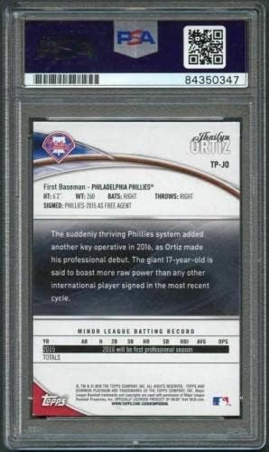 Bowman Platinum #TP -JO Jhailyn Ortiz потпиша картичка PSA Slabbed Auto Phillies - Фотографии за автограми со фудбал