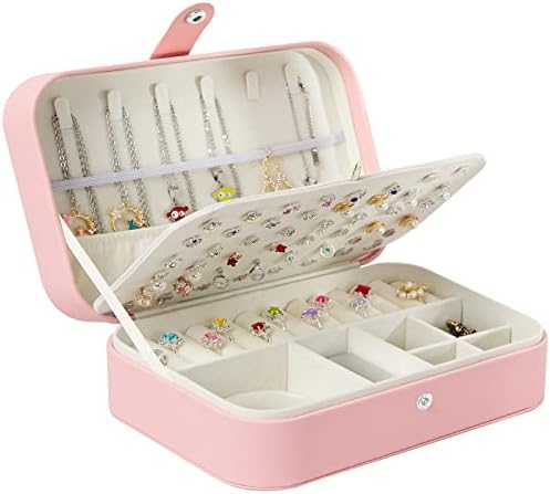 Организатор за накит XMJXBox Box 3 слоја ПУ кожни патувања кутии за накит за жени, девојчиња водоотпорен куќиште за складирање