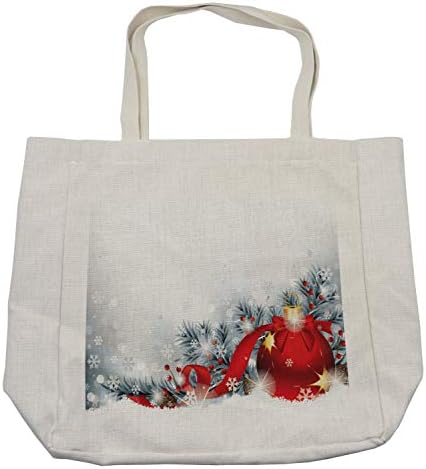 Амбесон Божиќна торба за шопинг, зимска солстика Ноел Дизајн со голема топка и Холм Снег Снежен Име ПРИНЦЕ, Еко-пријателска торба за еднократна употреба за плажа на