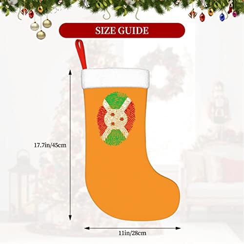 Cutedwarf Burundi-DNA отпечаток за прсти Божиќно порибување Божиќно декорација Класичен 18 инчи камин виси чорап