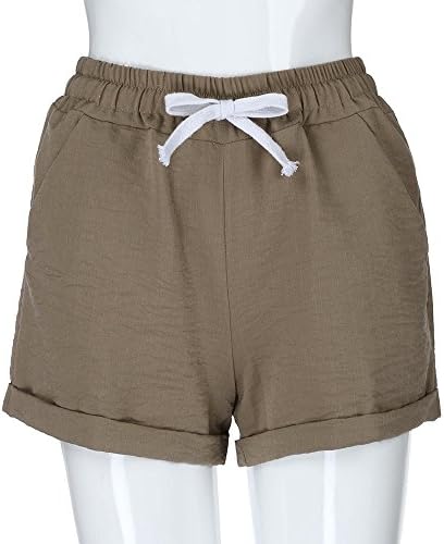 Hotешка женска еластична половината на половината топла панталони џеб дама летни обични панталони со шорцеви на плажа