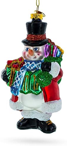 Снежен човек во црна капа за Божиќни украси од црна капа 5,5 инчи