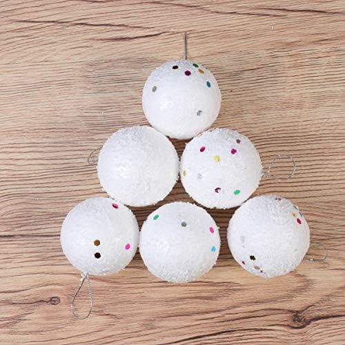 Kesyoo 48pcs 5,1 см Божиќни топки од пена Божиќ, виси бели топки, празници за снежни топки зимска земја за чудо, украсна украс украс