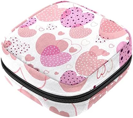 Розова loveубовна срцева шема за шема торбичка менструална чаша торбичка, голема торба за складирање санитарна чанта за санитарни