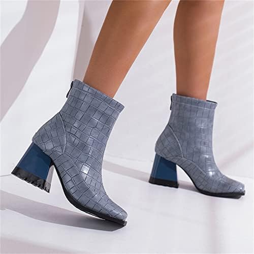 WASHERCE женски чизми за подигање Широки телеви дами мода во боја на бојата кожа задниот патент плоштад пети бујни чизми со високи потпетици со големина 12 женски чизми