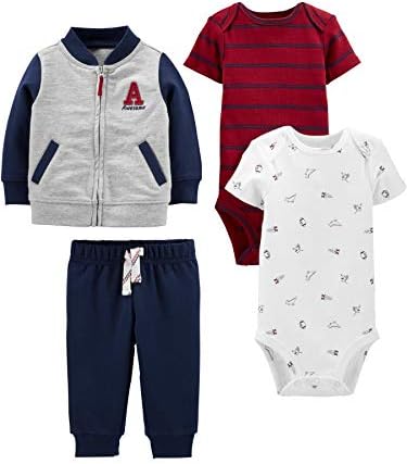 Едноставни радости од 4-парчиња јакна на Baby Baby Boys, Pant и Bodysuit Set