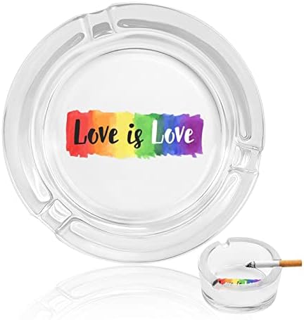 ЛГБТ геј гордост Loveубов стакло од пепел за цигари со ленти за пепел за домашна канцеларија и ресторани