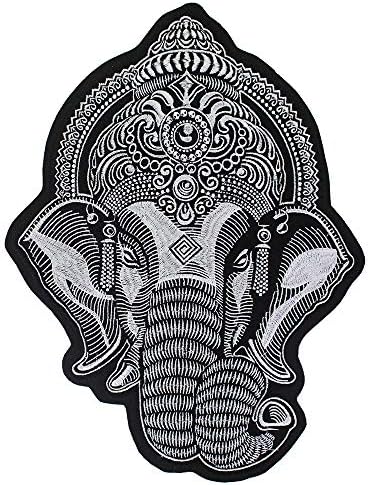 Ганеша слон глава за везење закрпи Ironелезо на моторна јакна Апликација за белење на книги 1 парче