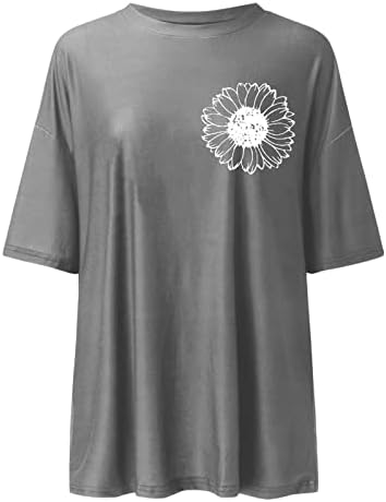 Плус врвови за големина за жени, букви графички печатени кратки ракави o Неосновни кошули Гроздобер маички кошули за жени